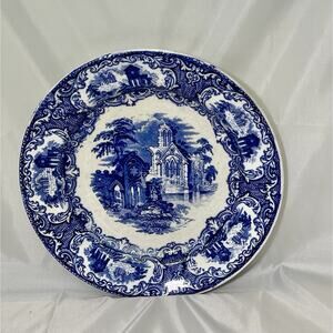 Antique Petrus Regout Maastricht Abbey 8 7/8" Blue & White Luncheon Plate